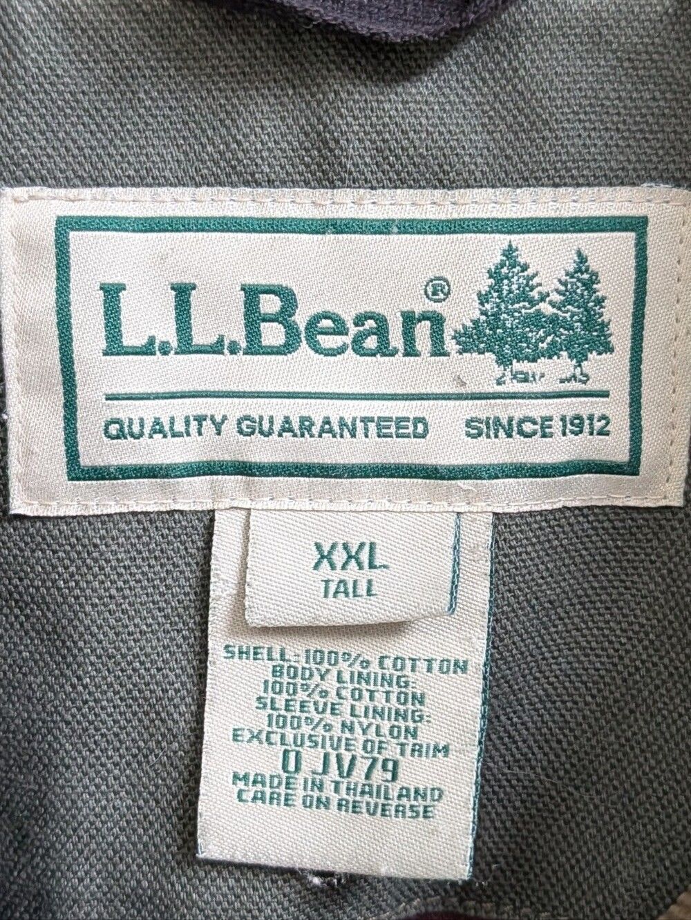 L.L. Bean Mens Olive Green Cotton Lined Button Down Original Field Coat Size XXL - Picture 5 of 14